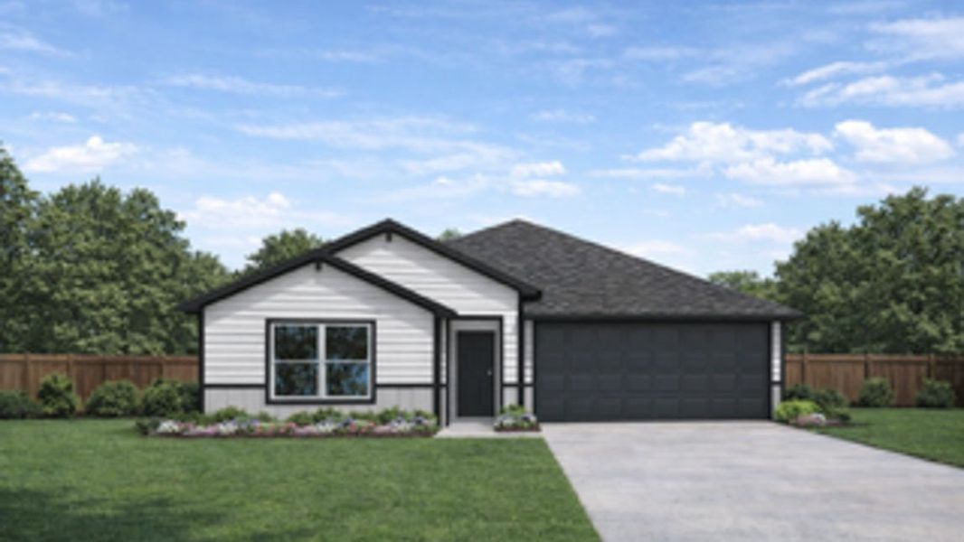 Front exterior of a new home in Chapel Lakes, Montgomery, TX, highlighting curb appeal (Image 1). Front exterior of a new home in Chapel Lakes, Montgomery, TX, highlighting curb appeal (Image 1).
