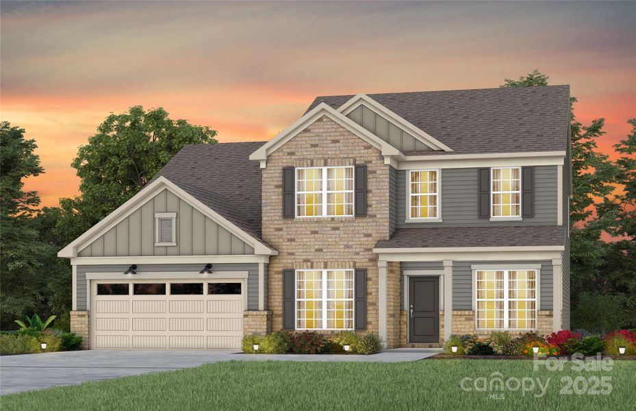 Riverton Floor Plan; Elevation #5.  Representative Rendering