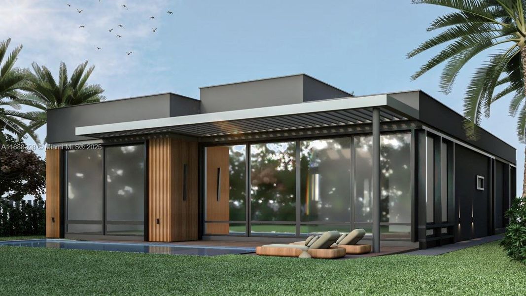 Exterior details and patio area of a home in , Miami (Image 1).