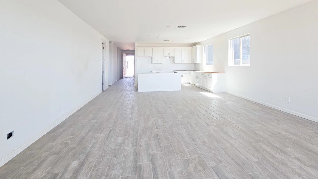 Great room dining and kitchen