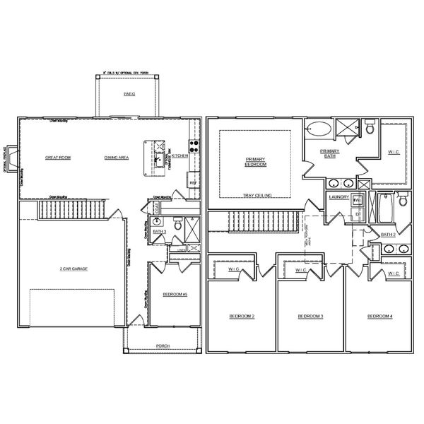 2D floor plan layout for the Loblolly Select M by McGuinn Homes in Broadway Lake, Anderson, SC (Image 2). 2D floor plan layout for the Loblolly Select M by McGuinn Homes in Broadway Lake, Anderson, SC (Image 2).