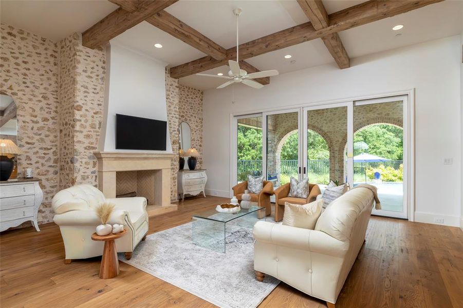 Gas fireplace, sliding patio doors Gas fireplace, sliding patio doors