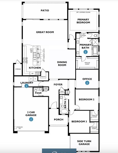 2D floor plan layout for the Plan 5013 Phase 2 by Shea Homes in Emblem at Aloravita, Peoria, AZ (Image 2). 2D floor plan layout for the Plan 5013 Phase 2 by Shea Homes in Emblem at Aloravita, Peoria, AZ (Image 2).