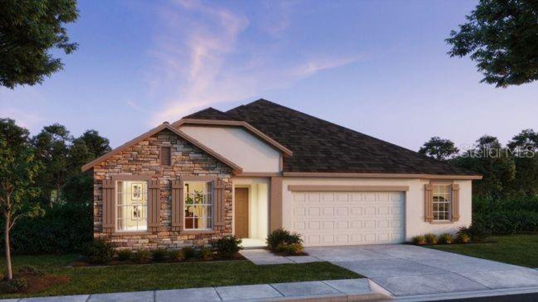 Front exterior of a new home in Royal Highlands, Weeki Wachee, FL, highlighting curb appeal (Image 2).