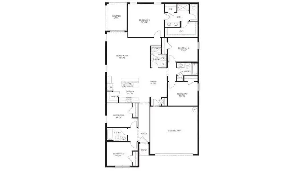 2D floor plan layout of this home in Hawthorne Ranch, Lakeland, FL (Image 2).