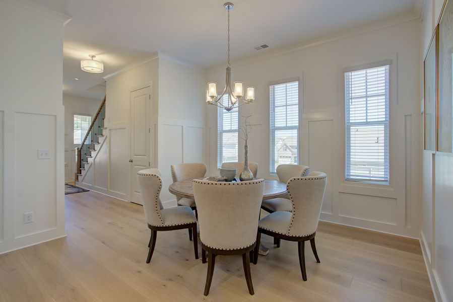 Formal dining room located at the front of the house