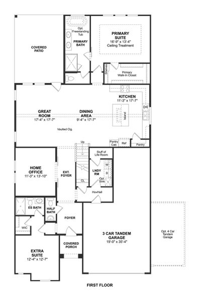 2D floor plan layout for the Tuscaloosa by K. Hovnanian® Homes in Harvest Pointe, Needville, TX (Image 3).