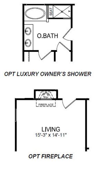 2D floor plan layout for the Landon by D.R. Horton in Seven Oaks, Greenwood, SC (Image 5).