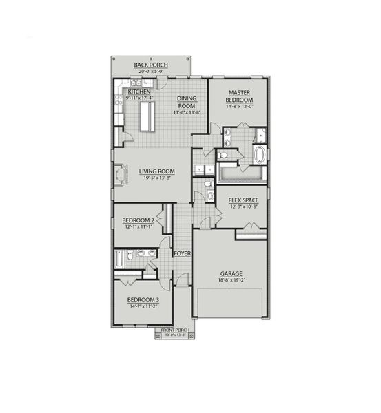 2D floor plan layout of this home in Two Step Farm, Montgomery, TX (Image 3).