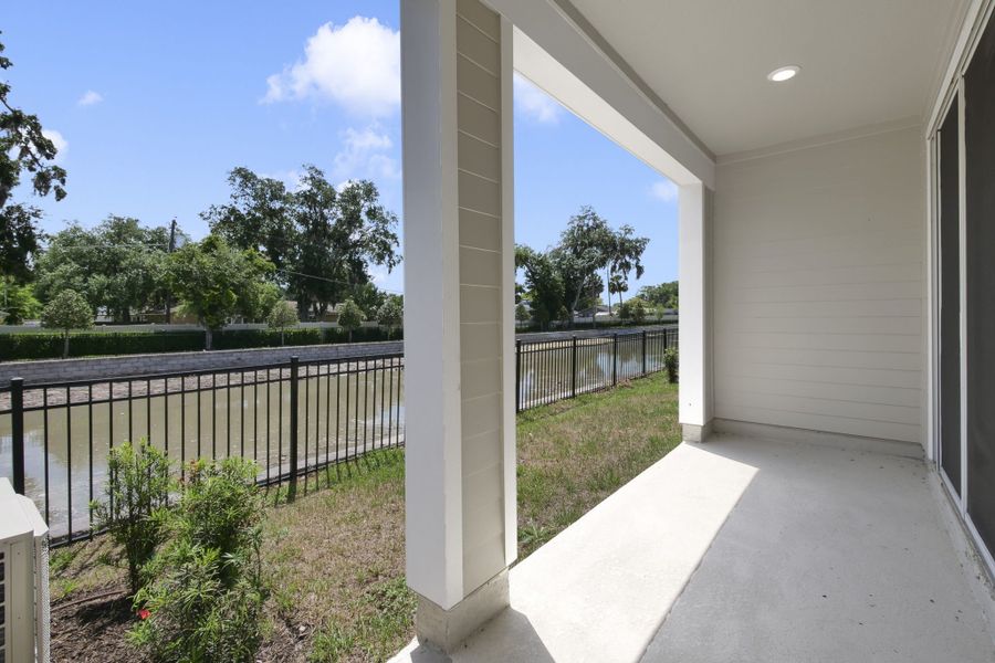 Exterior details and patio area of a home in Towns at Riverwalk, Sanford (Image 27). Exterior details and patio area of a home in Towns at Riverwalk, Sanford (Image 27).