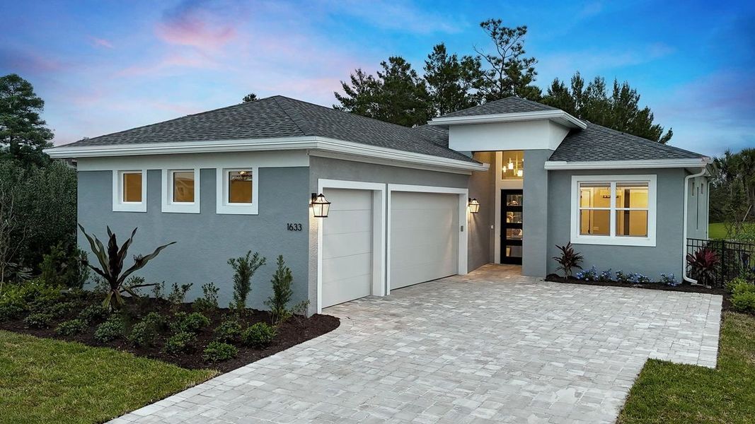 Representative exterior photo of a completed home built from the Lila by Kolter Homes in The Reserve at Victoria, Deland, FL (Image 1). Representative exterior photo of a completed home built from the Lila by Kolter Homes in The Reserve at Victoria, Deland, FL (Image 1).
