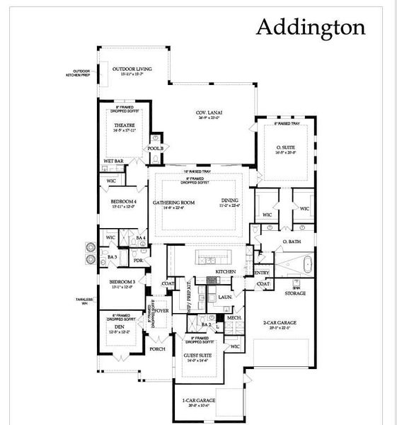 2D floor plan layout of this home in Bridgewater, Jupiter, FL (Image 2).