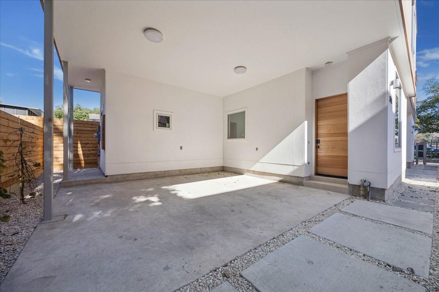 Exterior details and patio area of a home in , Houston (Image 1). Exterior details and patio area of a home in , Houston (Image 1).