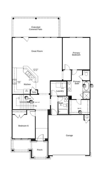 2D floor plan layout of this home in Salerno - Classic Collection, Round Rock, TX (Image 3).