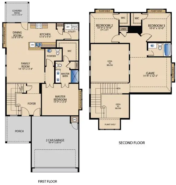2D floor plan layout for the Beaumont by Pacesetter Homes in Blanco Vista, San Marcos, TX (Image 4). 2D floor plan layout for the Beaumont by Pacesetter Homes in Blanco Vista, San Marcos, TX (Image 4).