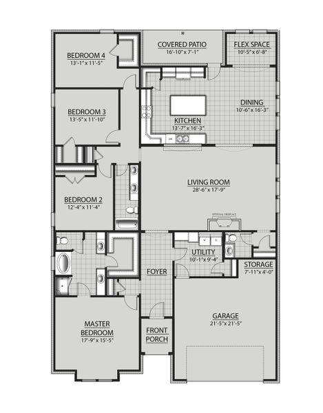 2D floor plan layout for the Sapphire IV S by DSLD Homes in Longleaf, Lumberton, TX (Image 2). 2D floor plan layout for the Sapphire IV S by DSLD Homes in Longleaf, Lumberton, TX (Image 2).