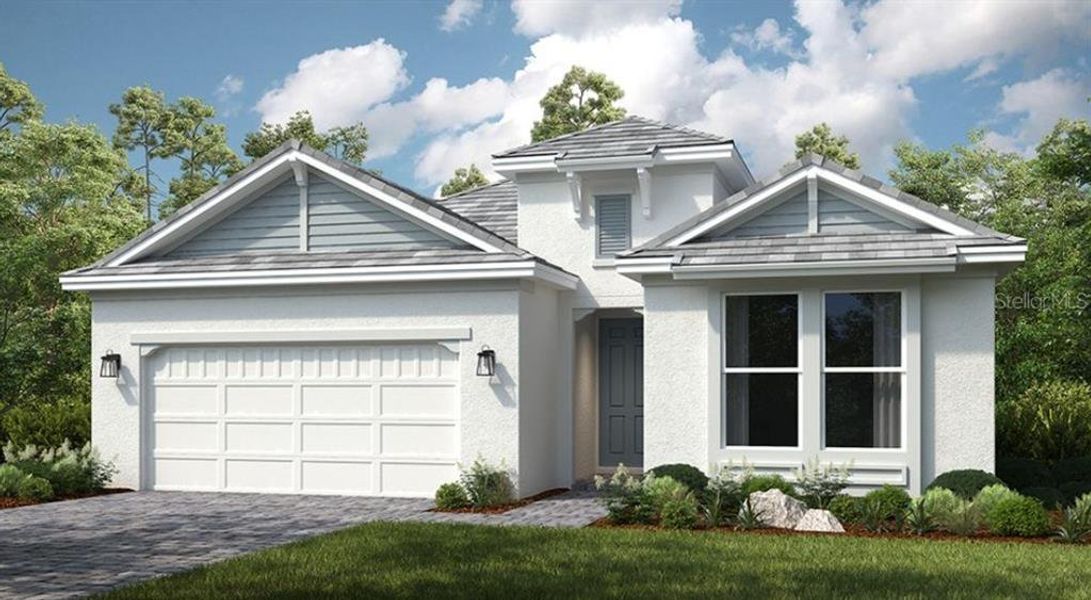 Front exterior of a new home in Esplanade at Westview, Kissimmee, FL, highlighting curb appeal (Image 1). Front exterior of a new home in Esplanade at Westview, Kissimmee, FL, highlighting curb appeal (Image 1).
