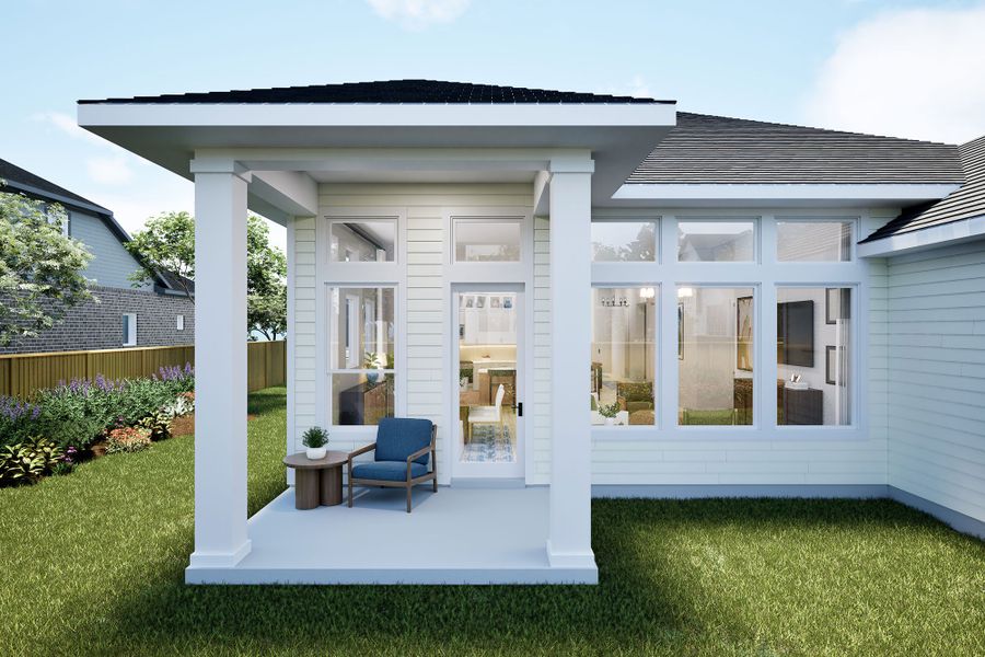 Representative exterior details of a home built from the The Conner by David Weekley Homes in Kissing Tree – Spruce Series, San Marcos (Image 3).