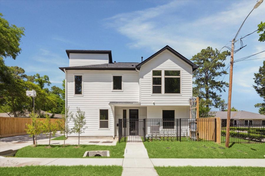 Front exterior of a new home in , Houston, TX, highlighting curb appeal (Image 16). Front exterior of a new home in , Houston, TX, highlighting curb appeal (Image 16).