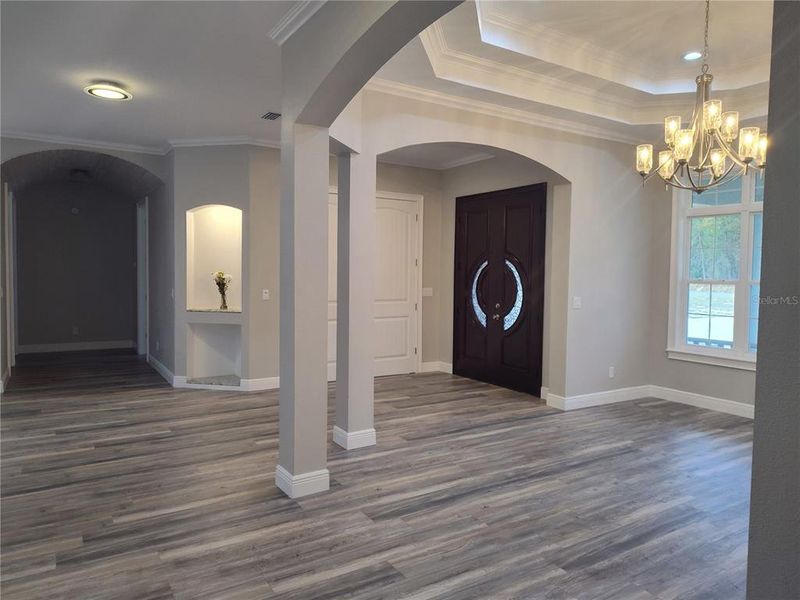 Formal dining room with chandelier