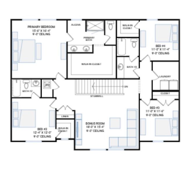 2D floor plan layout for the Dorsett by Cardel Homes in Fieldstone, Plant City, FL (Image 7).