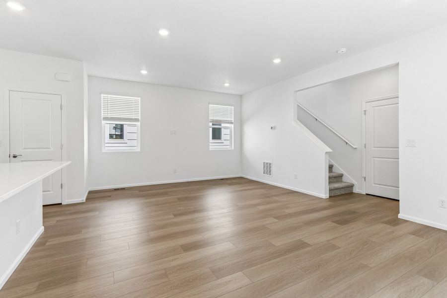 Spacious, unfurnished interior of a new home in Woodrose at Painted Prairie, Aurora (Image 10). Spacious, unfurnished interior of a new home in Woodrose at Painted Prairie, Aurora (Image 10).