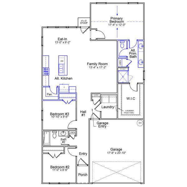 2D floor plan layout of this home in Cambridge Reserve, Angier, NC (Image 3).
