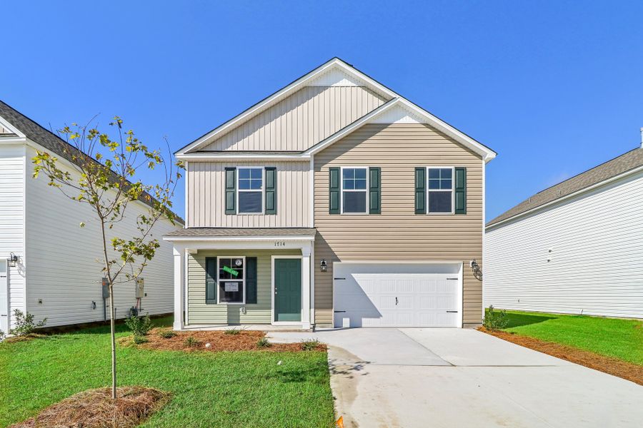 Representative exterior photo of a completed home built from the Meadowbrook by Great Southern Homes in Canopy Of Oaks, Sumter, SC (Image 16).