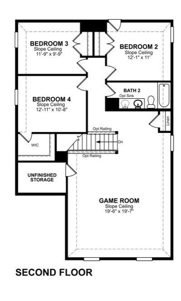 2D floor plan layout for the Wallace by Beazer Homes in Veranda, San Antonio, TX (Image 4).