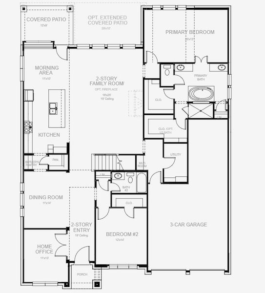 2D floor plan layout for the 3546W by Perry Homes in Two Step Farm 60', Montgomery, TX (Image 4). 2D floor plan layout for the 3546W by Perry Homes in Two Step Farm 60', Montgomery, TX (Image 4).