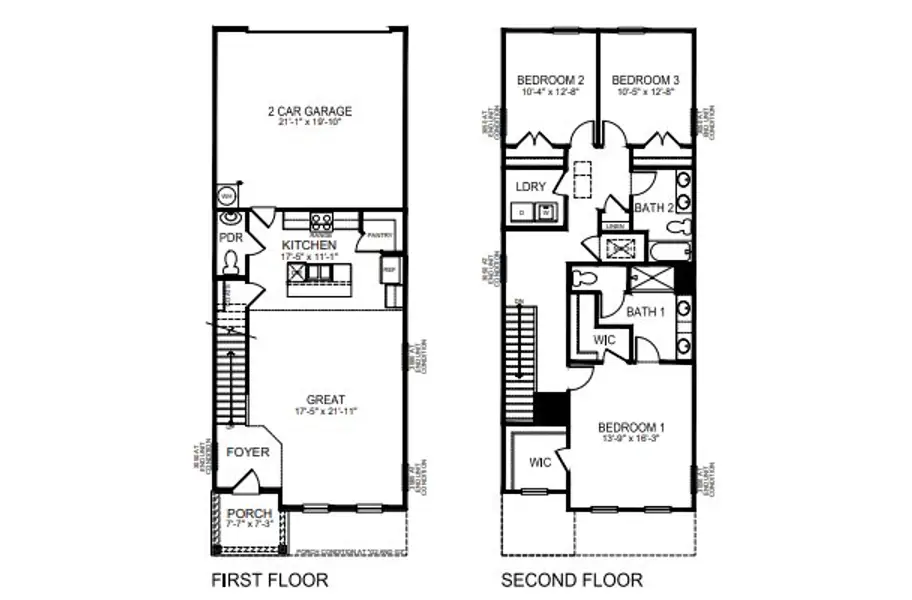 2D floor plan layout for the Collin by D.R. Horton in Sanctuary at Southgate, Indian Trail, NC (Image 3).