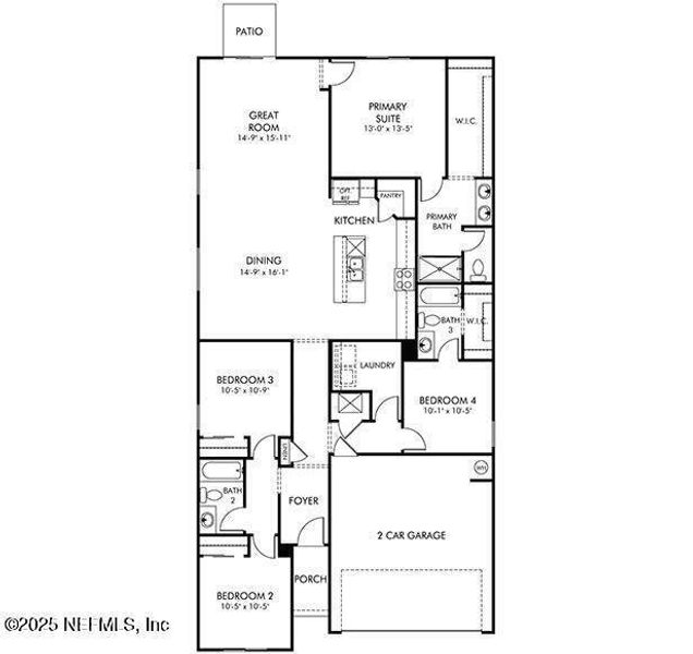2D floor plan layout of this home in Azalea Creek, Jacksonville, FL (Image 5).