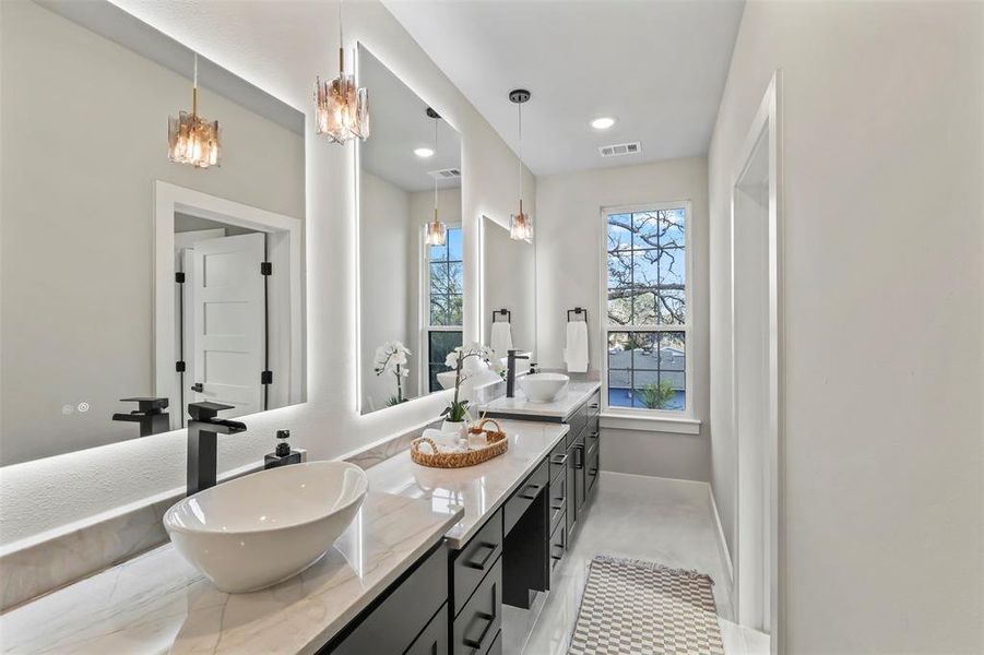 Full bath with double vanity and recessed lighting Full bath with double vanity and recessed lighting