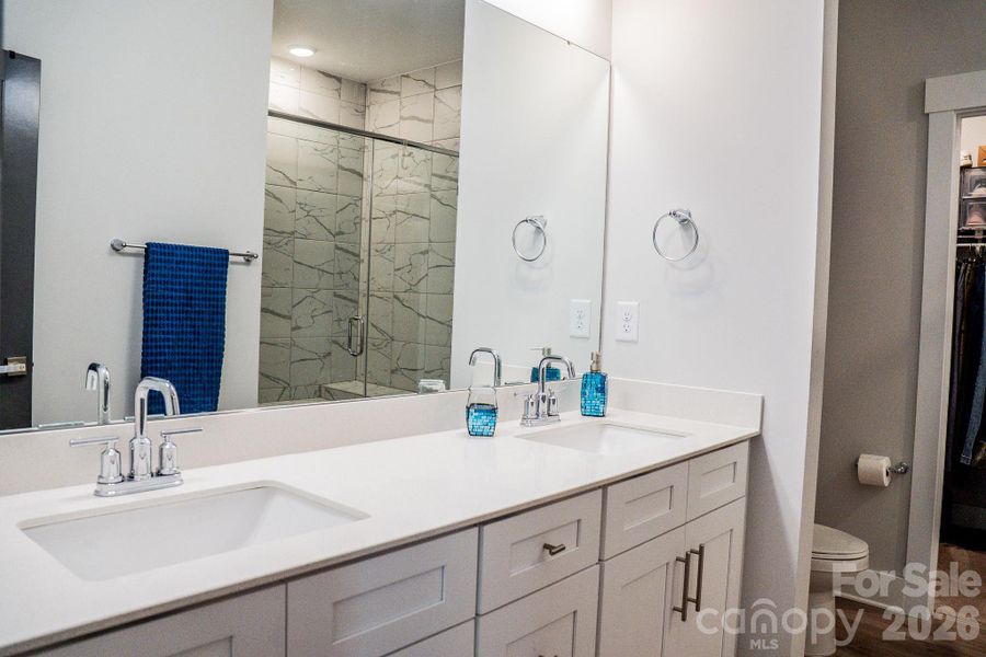 Double vanity sinks.