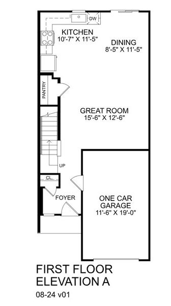 2D floor plan layout for the Poplar by Ryan Homes in Stanford Village Townhomes, Lyman, SC (Image 2).