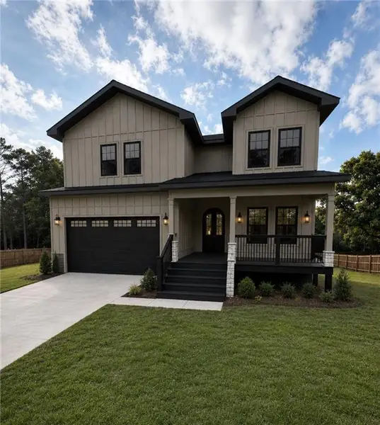 Front exterior of a new home in , Hiram, GA, highlighting curb appeal (Image 1). Front exterior of a new home in , Hiram, GA, highlighting curb appeal (Image 1).