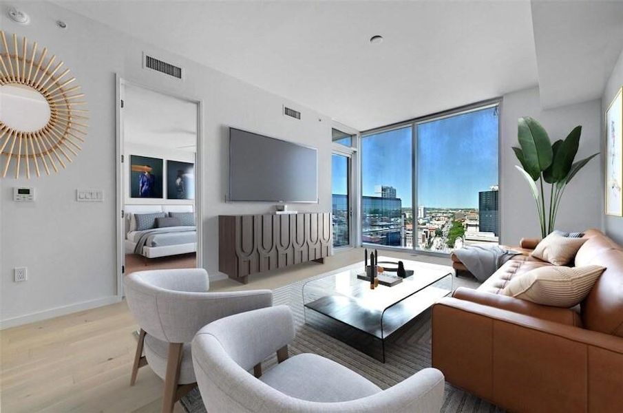 Furnished interior view inside a new home in The Linden Residences, Austin (Image 6).