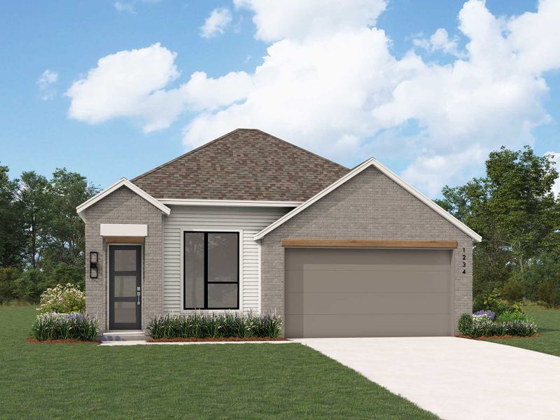 Representative exterior photo of a completed home built from the Aston Plan by Highland Homes in Homestead, Schertz, TX (Image 1).