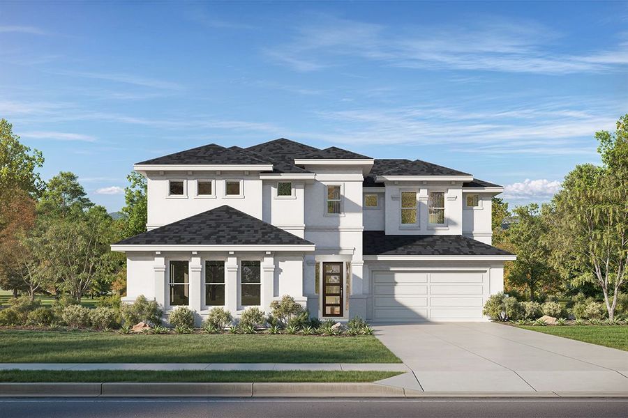 Representative exterior photo of a completed home built from the Middleton by Landon Homes in Estate 64s, Frisco, TX (Image 11). Representative exterior photo of a completed home built from the Middleton by Landon Homes in Estate 64s, Frisco, TX (Image 11).