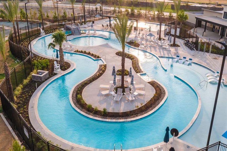 Amenities include a community center, planned park and playground, water park and lazy river, and community splashpad.