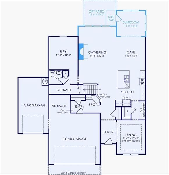 2D floor plan layout of this home in Ashworth Estates, Powder Springs, GA (Image 2).