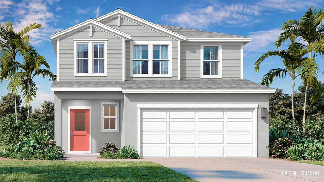 Representative exterior photo of a completed home built from the Jupiter by DRB Homes in Willowbrook North, Winter Haven, FL (Image 1).