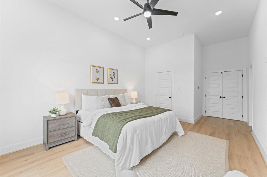 Another view of the primary really showcases the gorgeous floors.