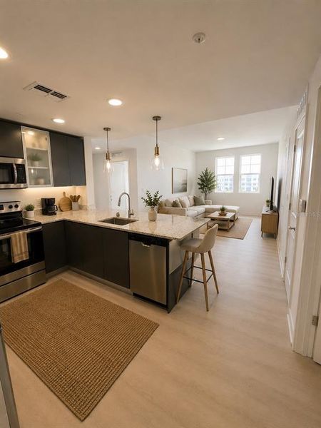 Furnished interior view inside a new home in , Orlando (Image 9). Furnished interior view inside a new home in , Orlando (Image 9).