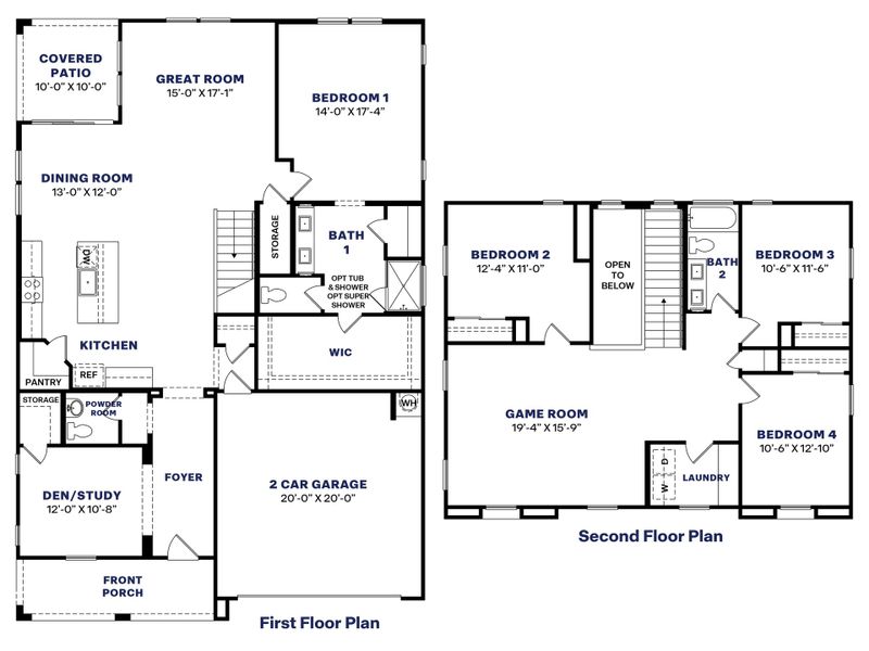 2D floor plan layout for the Yellowstone by D.R. Horton in Westpark, Buckeye, AZ (Image 5).