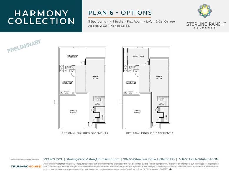 Plan 6: 2831 Optional Finished Basement