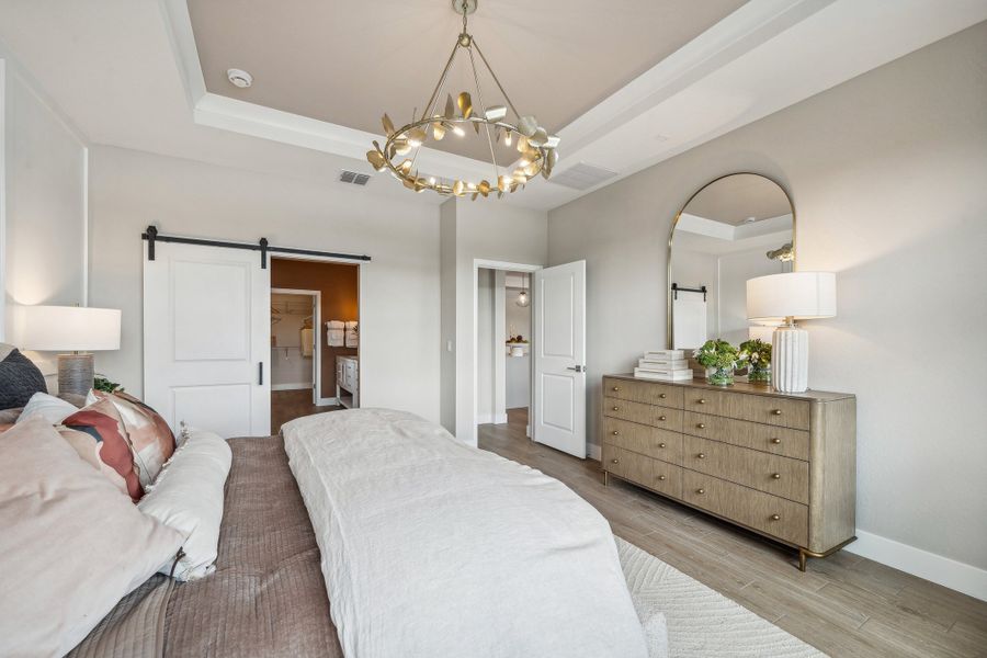 Primary suite with ceiling treatment Primary suite with ceiling treatment