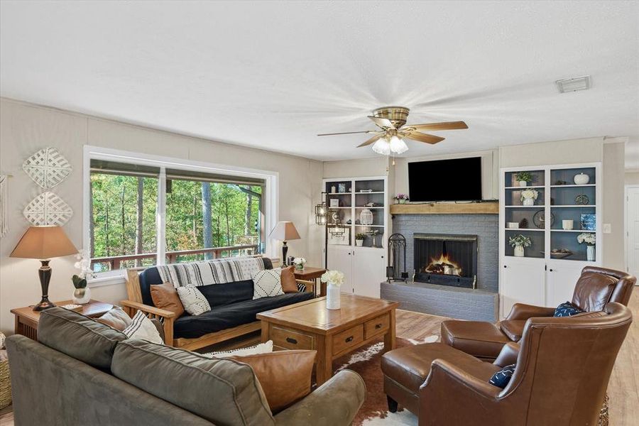 Living room with fireplace