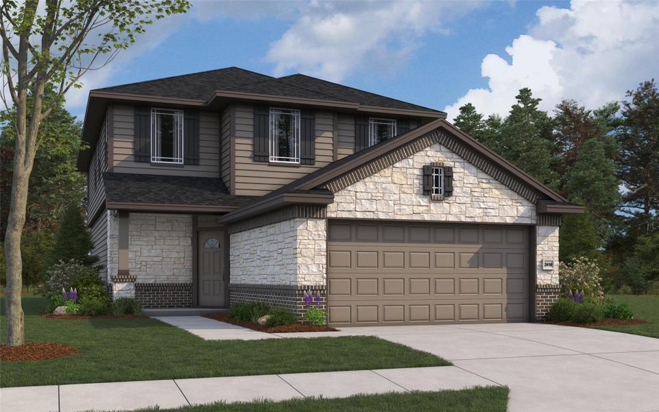 Rendering of Mansfield plan elevation. Colors and features may differ from shown representation. Rendering of Mansfield plan elevation. Colors and features may differ from shown representation.