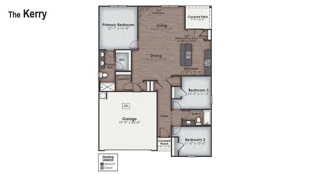 2D floor plan layout of this home in Saltgrass Landing, Winnabow, NC (Image 5).
